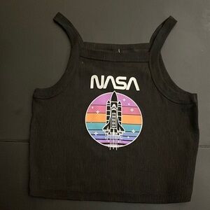 NEW BLACK RIBBED ‘NASA’ CROPPED TANK